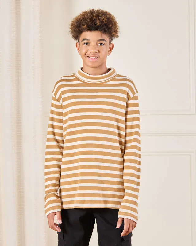 Senior Boys Mustard Striped T-Shirt sold by Redtag