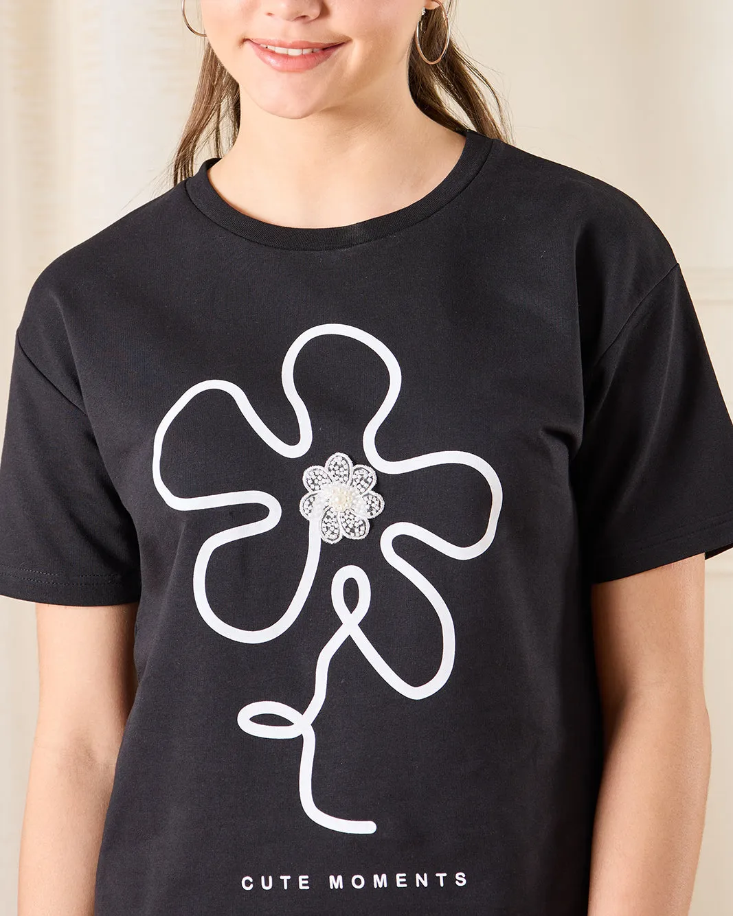 Senior Girls Black Printed T-shirt sold by Redtag product image thumbnail 4