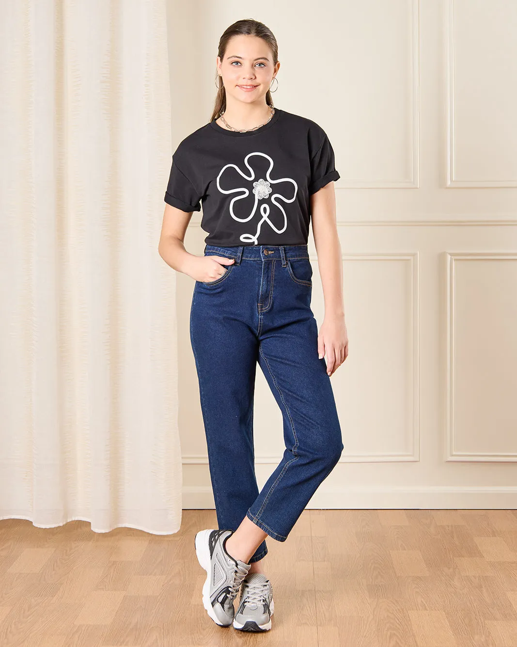 Senior Girls Black Printed T-shirt sold by Redtag product image thumbnail 2