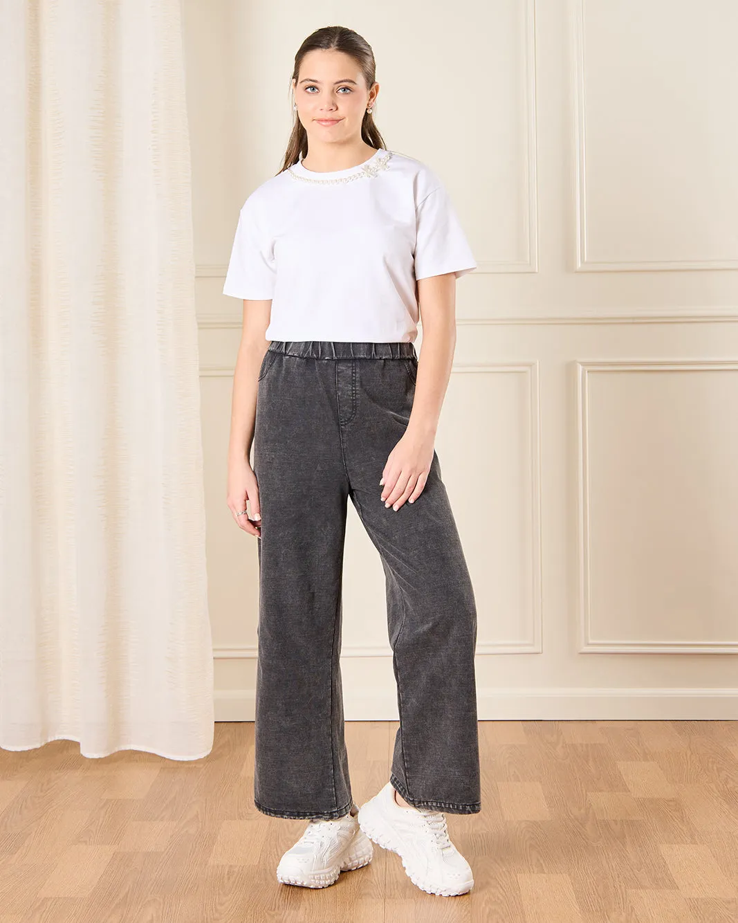 Senior girls White Plain T-shirt sold by Redtag product image thumbnail 2