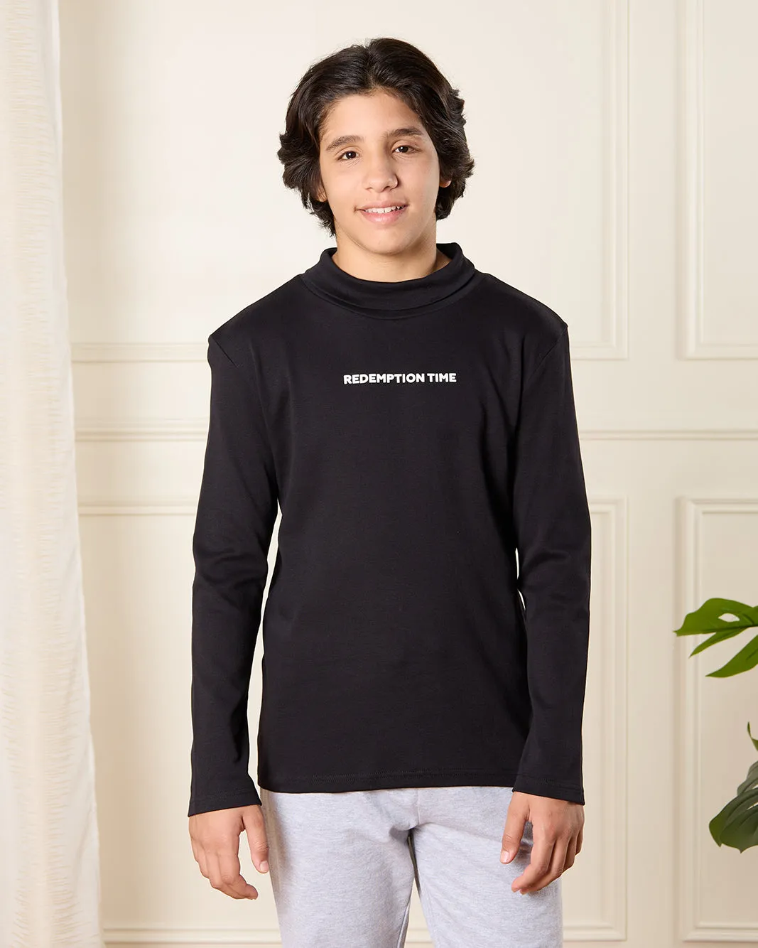 Senior Boys Black Printed T-Shirt sold by Redtag