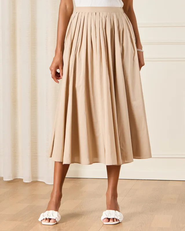 Women Beige Gathered Skirt sold by Redtag
