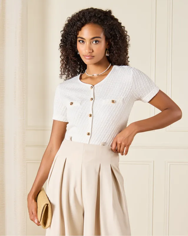 Women Ivory Top Gold Button Detail sold by Redtag