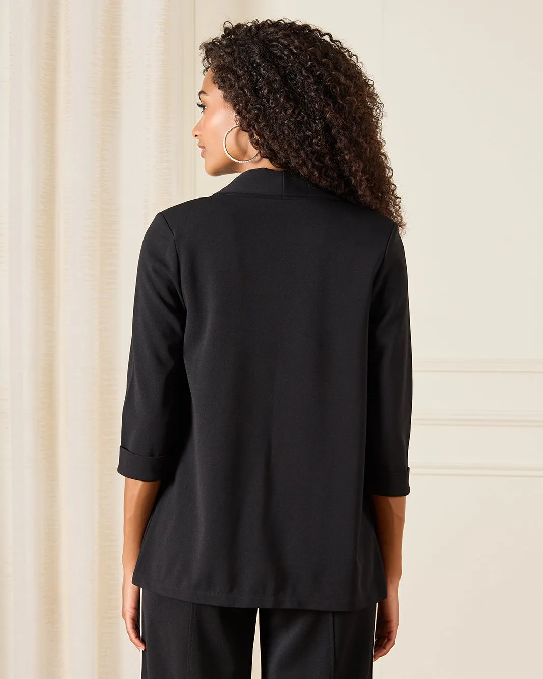 Women Black Rolled Sleeve Blazer sold by Redtag product image thumbnail 3