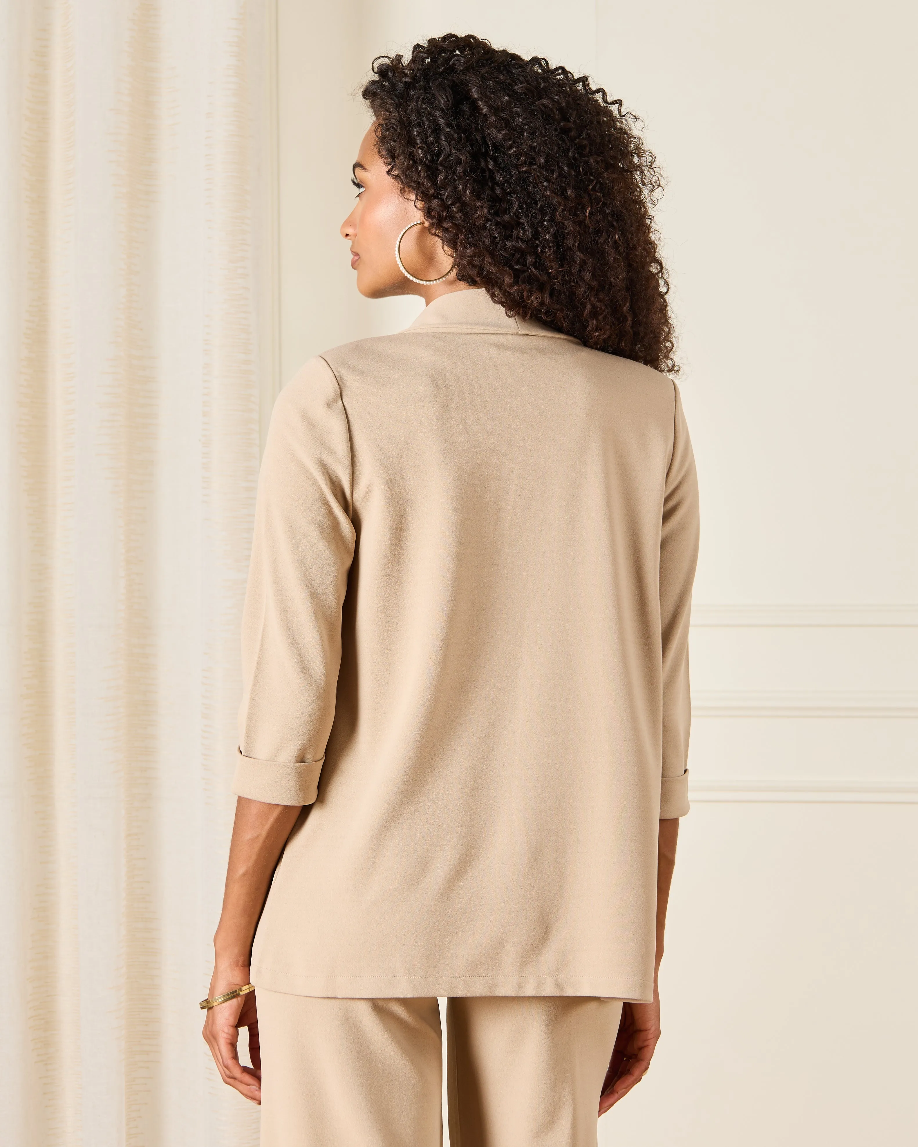 Women Beige Rolled Sleeve Blazer sold by Redtag product image thumbnail 3