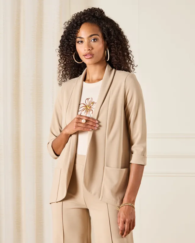 Women Beige Rolled Sleeve Blazer sold by Redtag