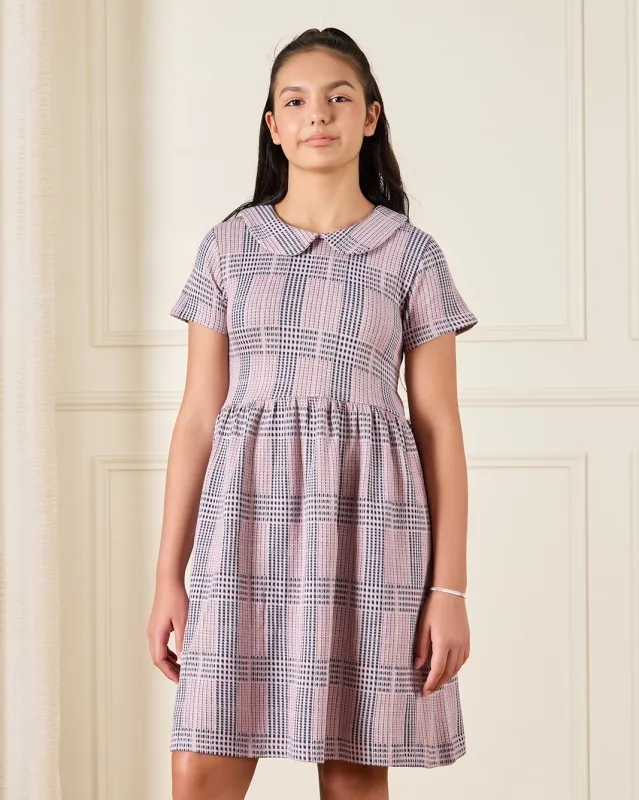Senior Girls Pink Plaid Checkered Tiered Dress sold by Redtag
