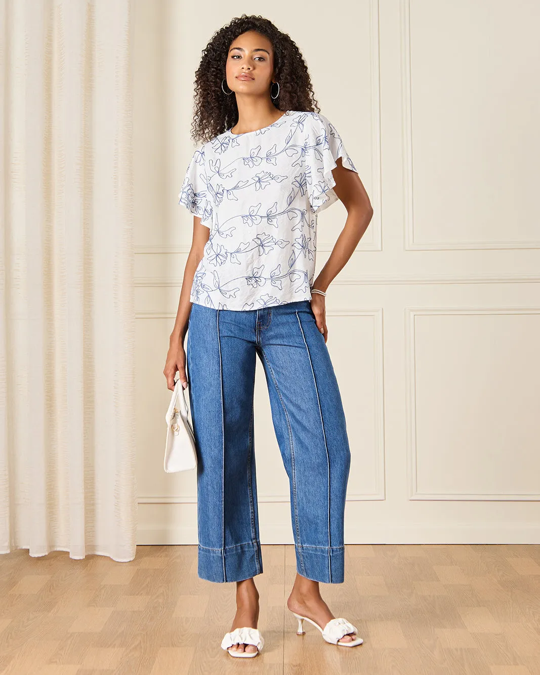 Women White Flutter Sleeve Blouse sold by Redtag product image thumbnail 2