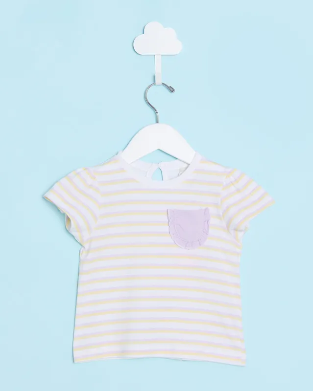 Infant Girls White And Yellow Striped T-Shirt sold by Redtag