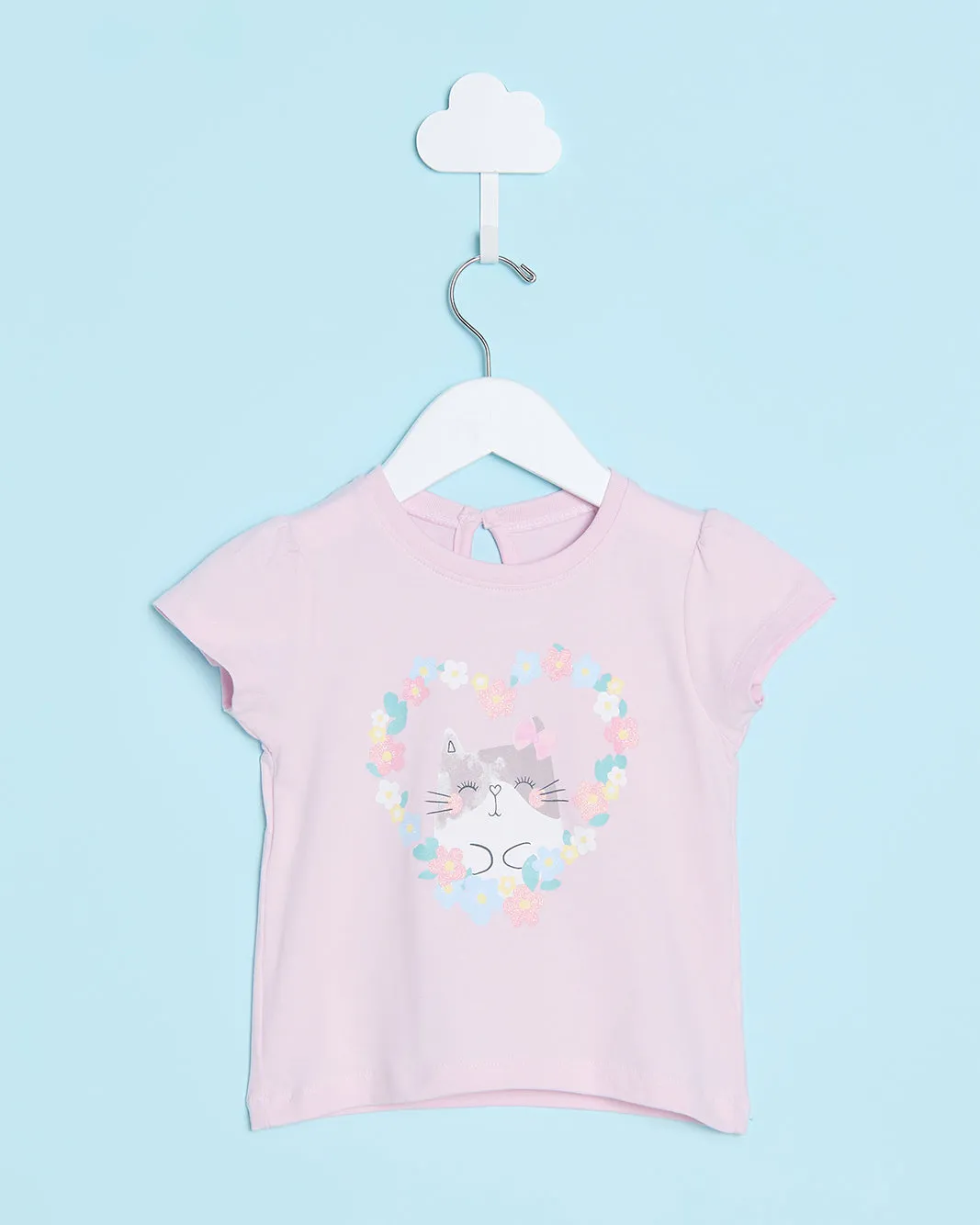 Infant Girls Lilac Placement Print T-Shirt sold by Redtag