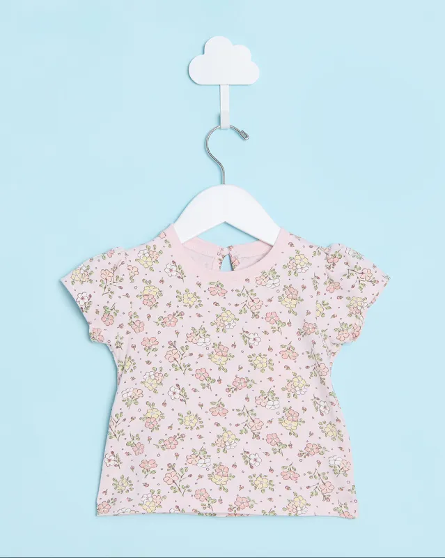 Infant Girls Pink All Over Print T-Shirt sold by Redtag