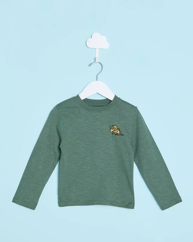 Infant Boys Green Printed Slub T-Shirt sold by Redtag