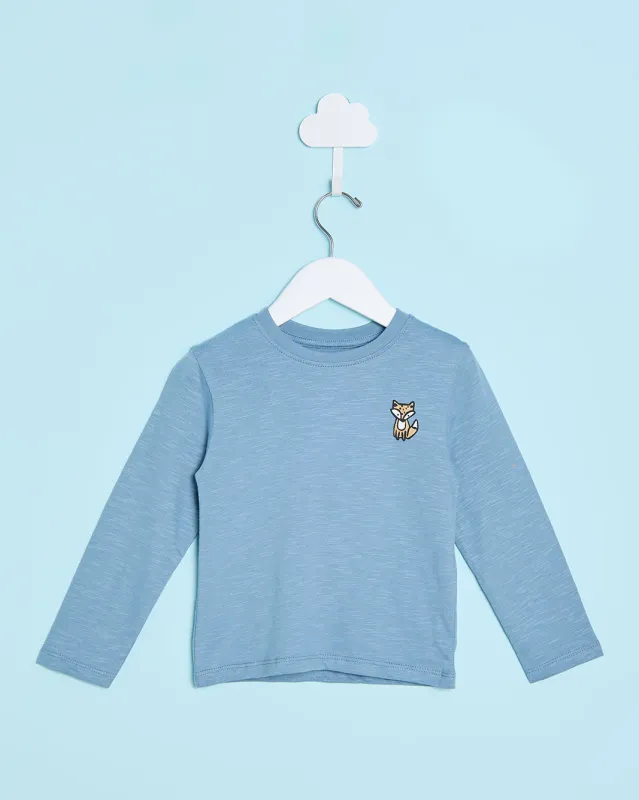 Infant Boys Blue Printed Slub T-Shirt sold by Redtag