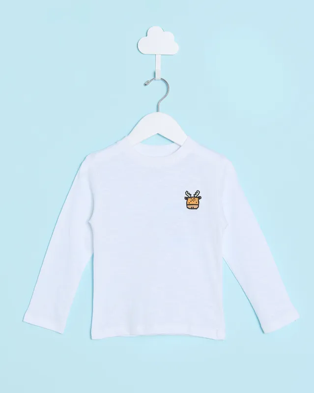 Infant Boys White Printed Slub T-Shirt sold by Redtag