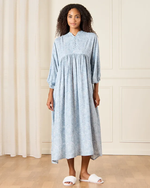 Women Blue Allover Printed Kaftan Nightgown sold by Redtag