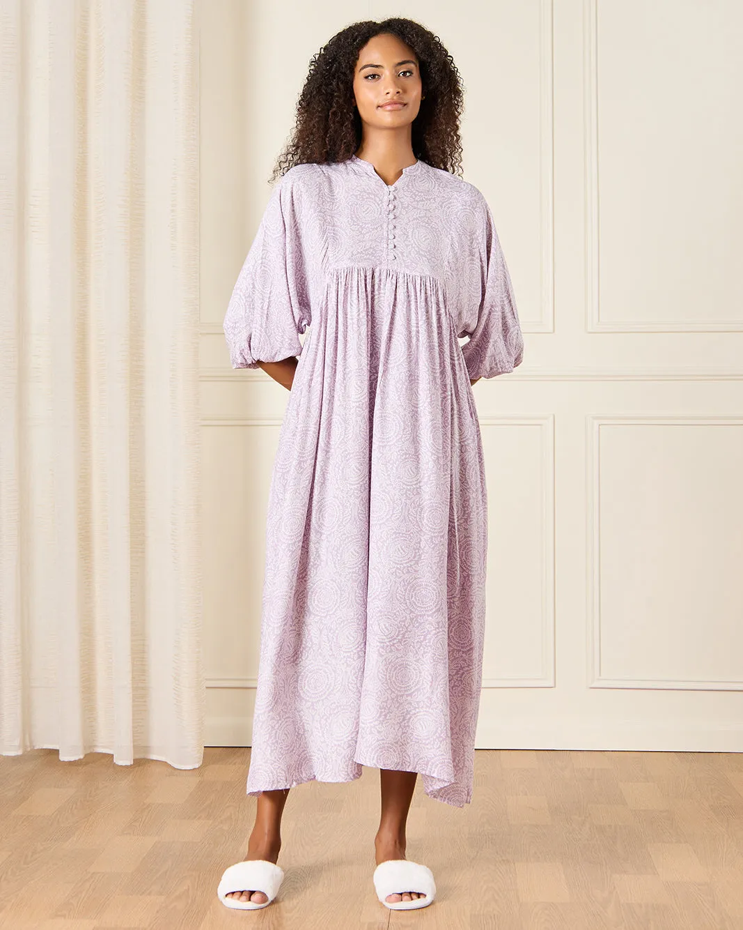 Women Lilac Allover Printed Kaftan Nightgown sold by Redtag product image thumbnail 4