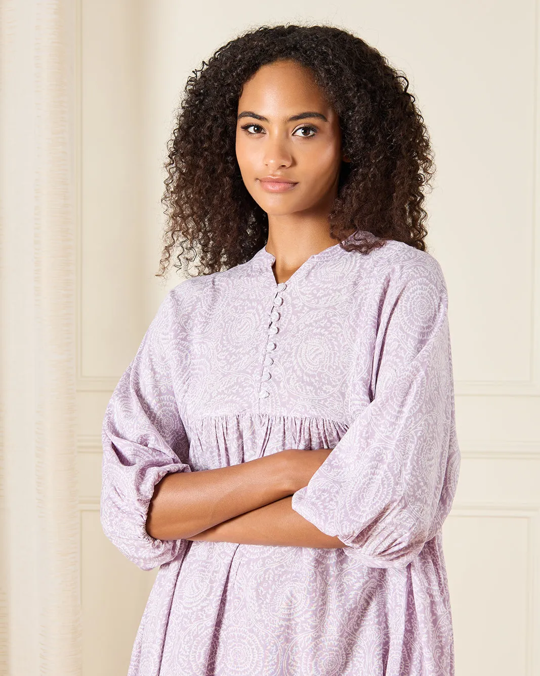 Women Lilac Allover Printed Kaftan Nightgown sold by Redtag product image thumbnail 2