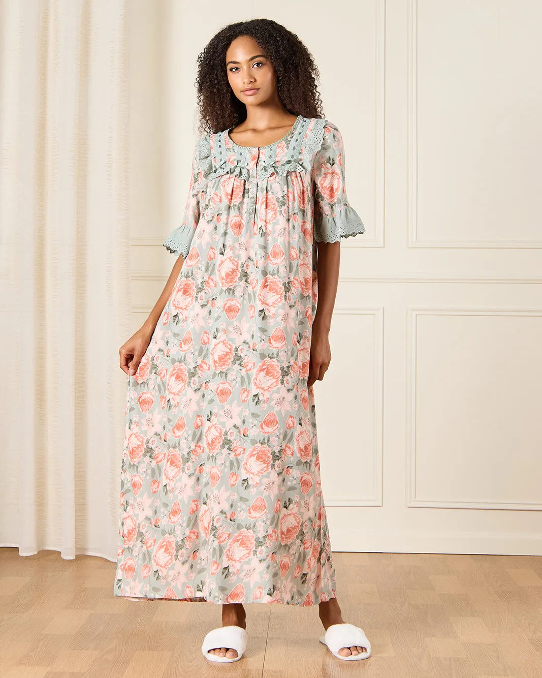 Women Multicolour Floral Print Nightgown sold by Redtag