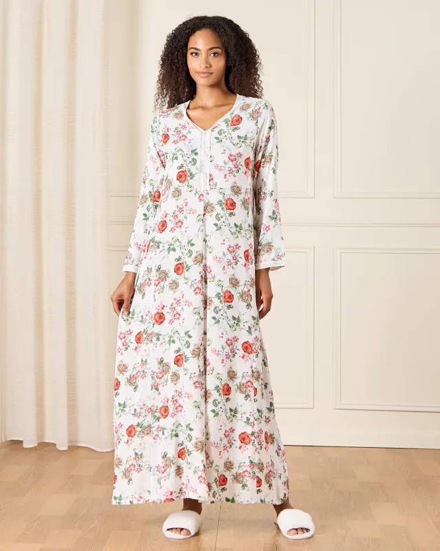 Women White Floral Print Nightgown sold by Redtag