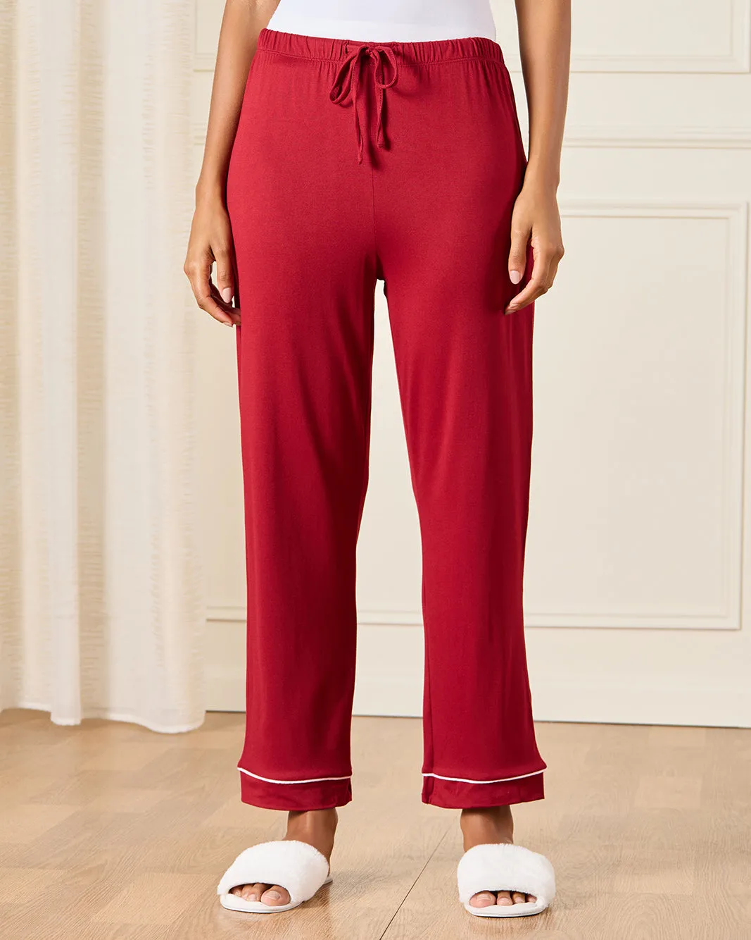 Women Burgundy Collared Pyjama Set (2 Piece) sold by Redtag product image thumbnail 4