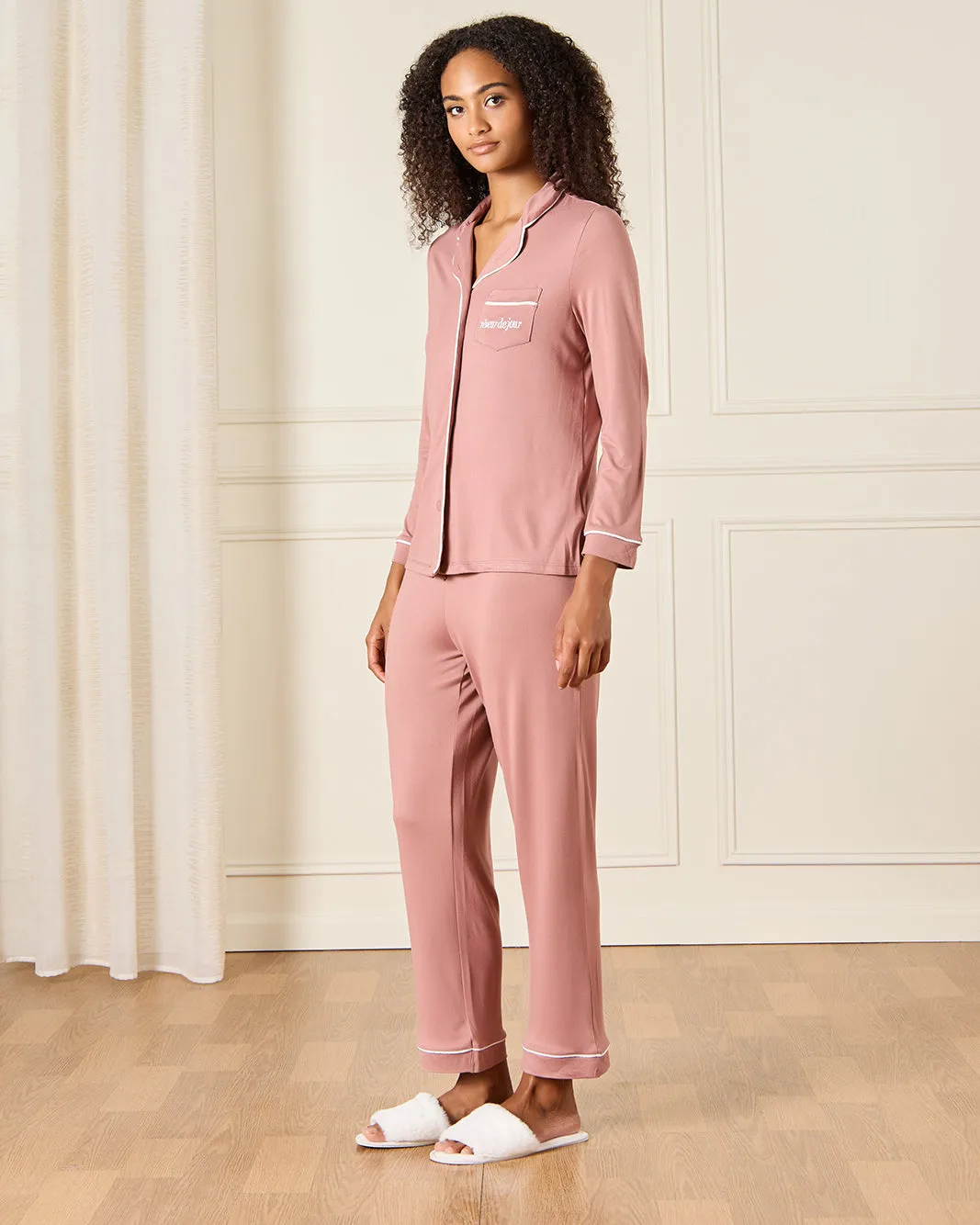 Women Pink Collared Pyjama Set (2 Piece) sold by Redtag