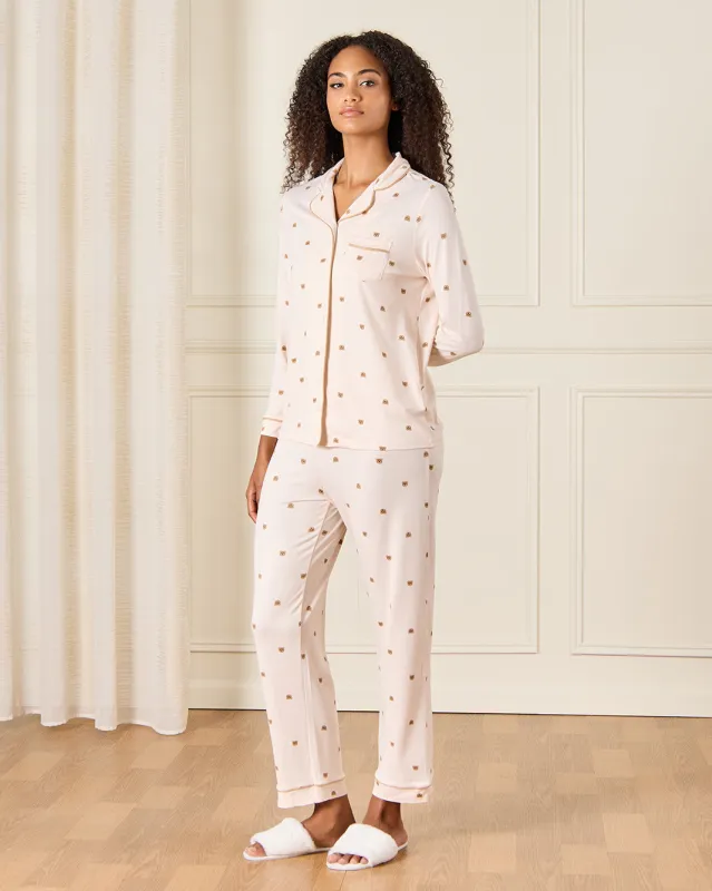 Women Beige Bear Print Pyjama Set (2 Piece) sold by Redtag