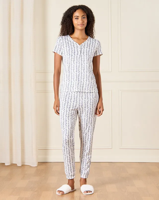 Women Blue And White Striped Pyjama Set (2 Piece) sold by Redtag