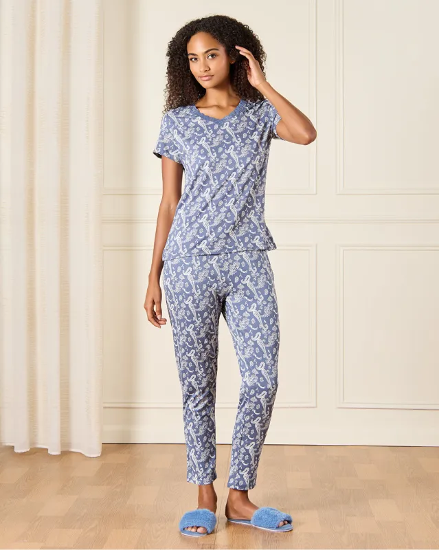 Women Blue Printed Pyjama Set (2 Piece) sold by Redtag
