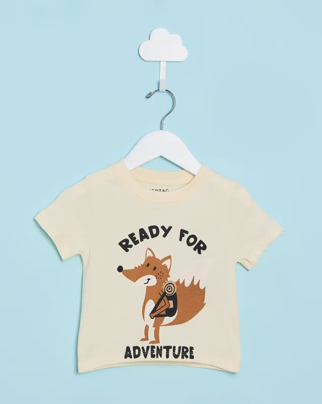 Infant Boys Cream Printed T-Shirt sold by Redtag