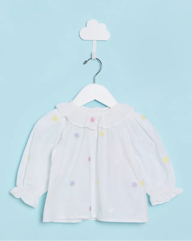 Infant Girls White Embroidered Blouse sold by Redtag