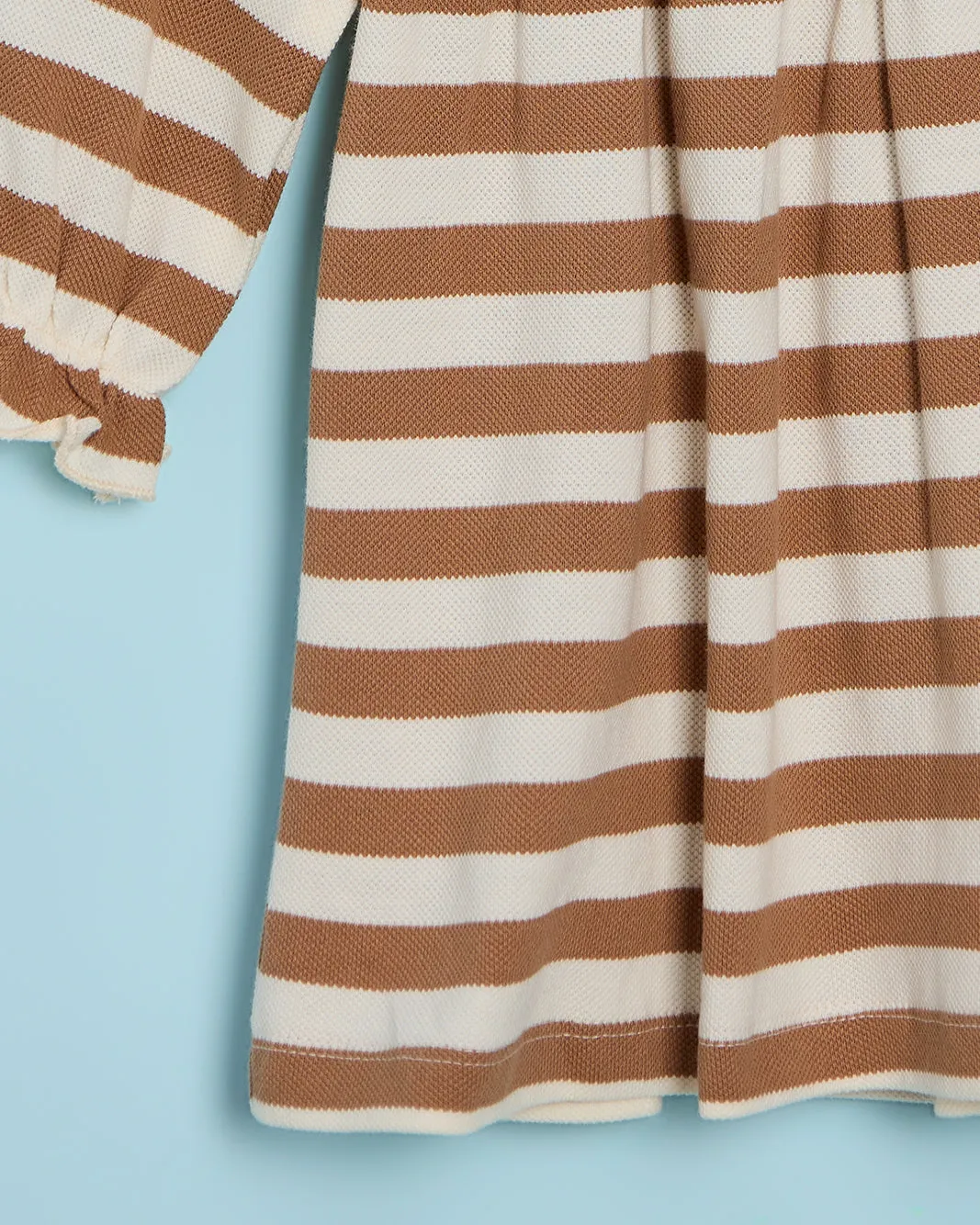 Infant Girls Beige And Brown Striped Collared Dress sold by Redtag product image thumbnail 4