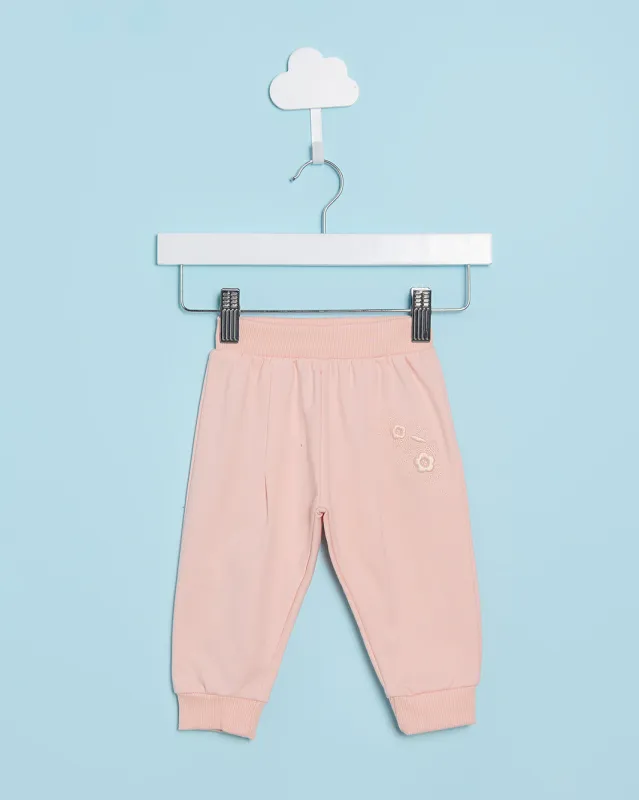 Infant Girls Pink Embroidered Jogger Pants sold by Redtag