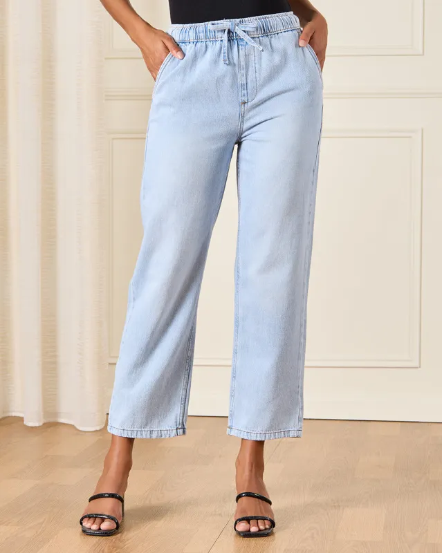 Women Blue Elasticated Jogger Jeans sold by Redtag