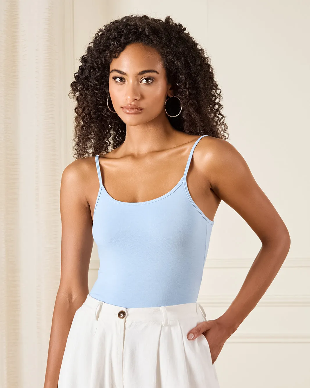 Women Blue Plain Strappy Vest sold by Redtag