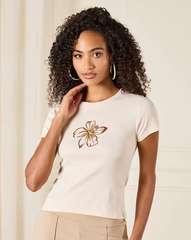 Women Cream Printed T-Shirt sold by Redtag