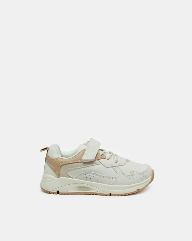 Senior Girls Beige Material Block Sneakers sold by Redtag
