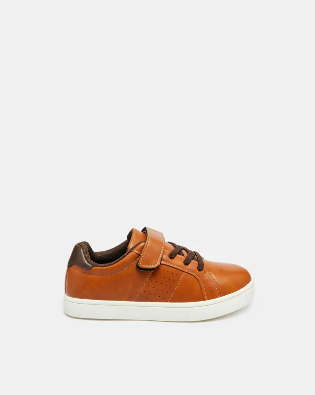 Senior Boys Brown Velcro Plain Sneakers sold by Redtag