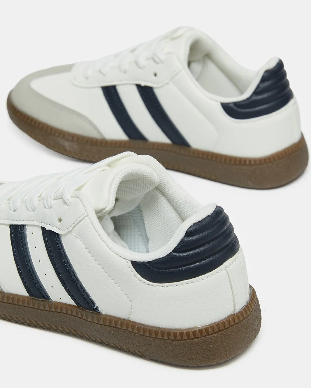 Senior Boys White Stripped Sneakers sold by Redtag product image thumbnail 4