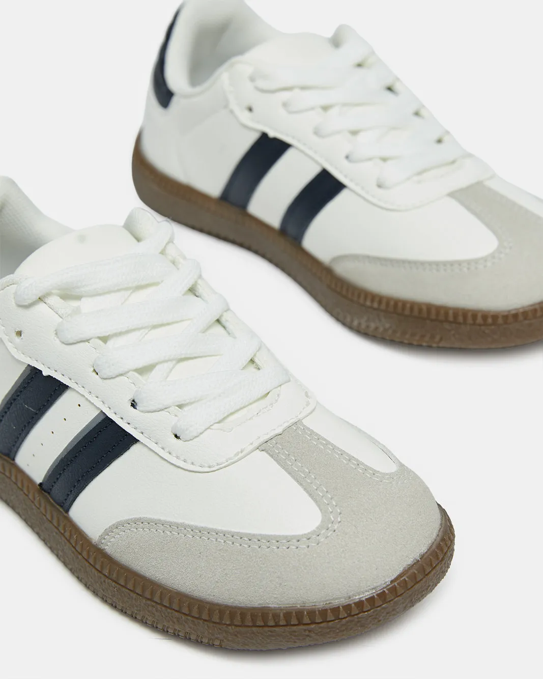 Senior Boys White Stripped Sneakers sold by Redtag product image thumbnail 3