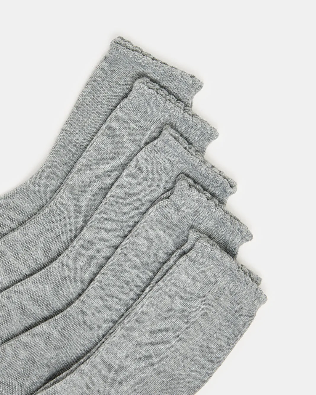 Girls Grey Crew Ankle Socks With Scallop Edge Welt(5 Pairs) sold by Redtag product image thumbnail 2