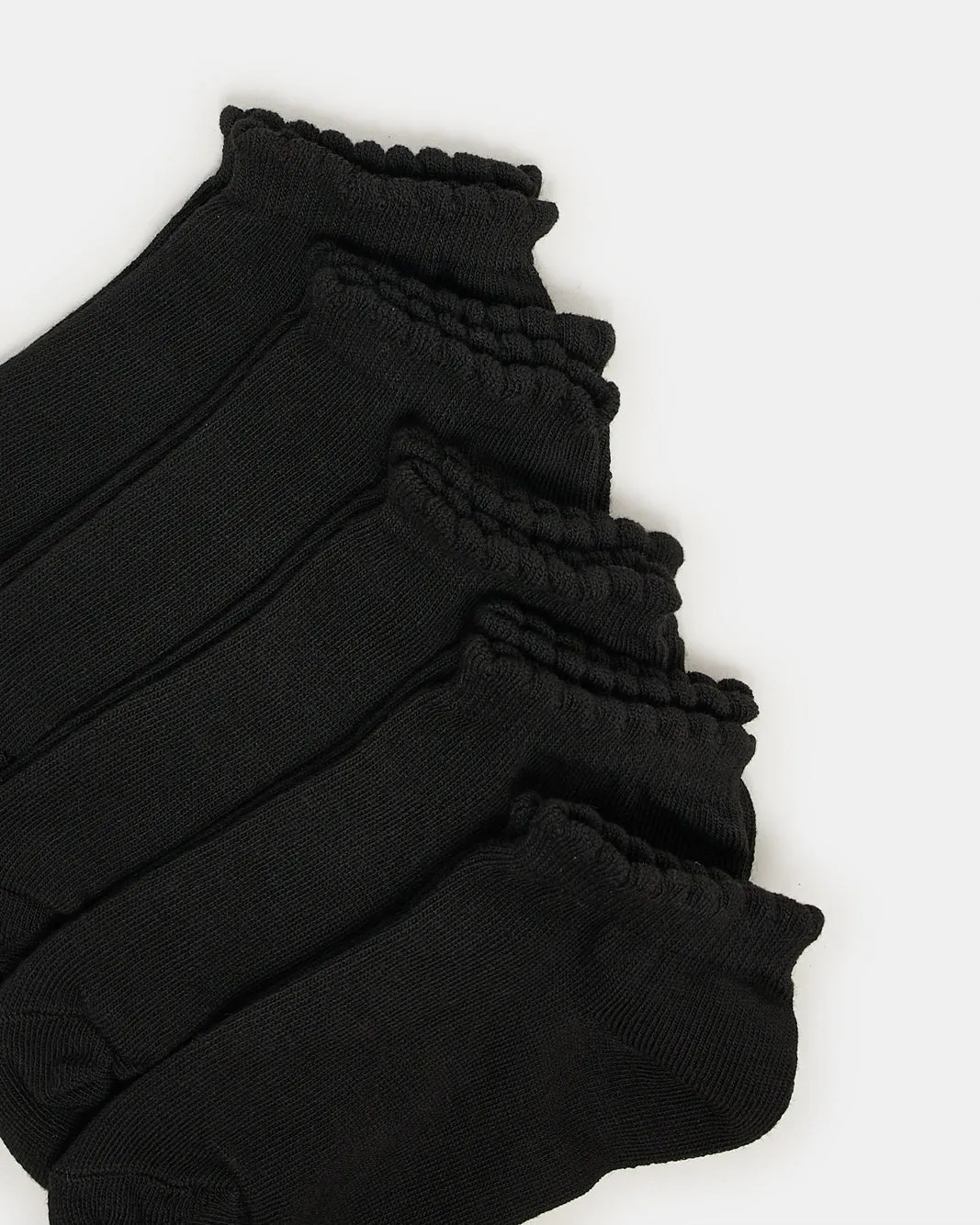 Girls Black Low Ankle Socks With Scallop Edge Welt (5 Pairs) sold by Redtag product image thumbnail 2
