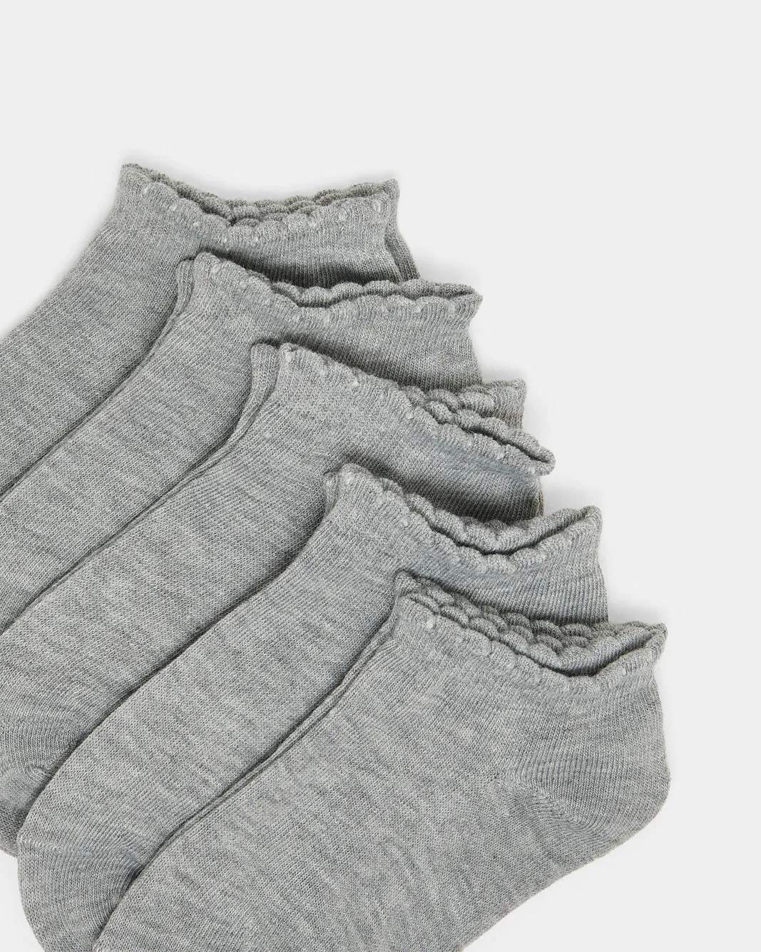 Girls Grey Low Ankle Socks With Scallop Edge Welt (5 Pairs) sold by Redtag product image thumbnail 2