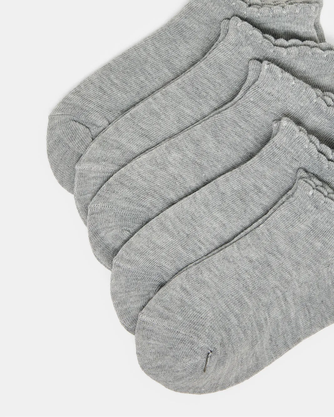 Girls Grey Low Ankle Socks With Scallop Edge Welt (5 Pairs) sold by Redtag product image thumbnail 3