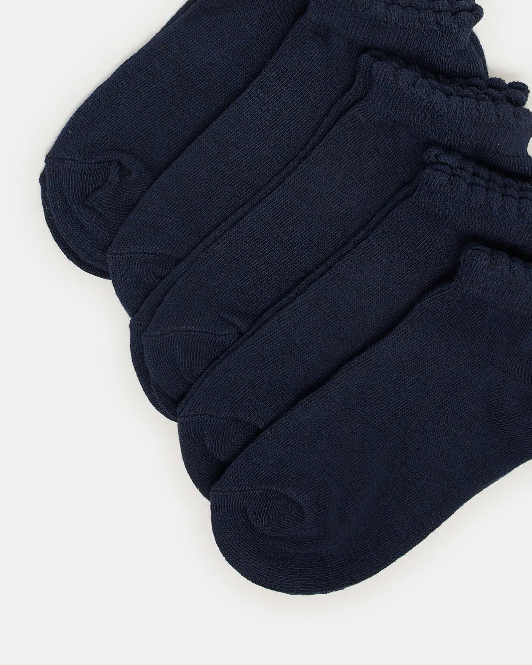 Girls Navy Low Ankle Socks With Scallop Edge Welt (5 Pairs) sold by Redtag product image thumbnail 3