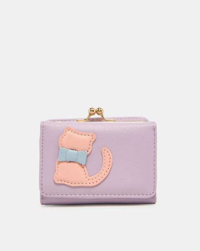 Girls Purple Cat Trim Wallet sold by Redtag