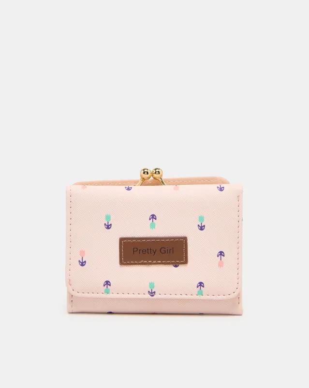 Girls Peach Floral Print  Wallet sold by Redtag