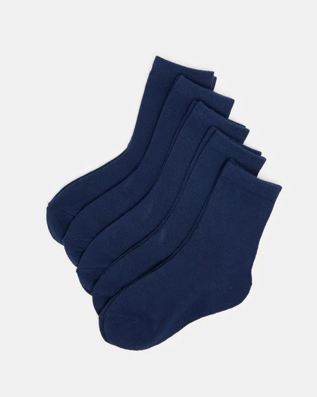 Boys Navy Crew Length Socks (3 Pairs) sold by Redtag