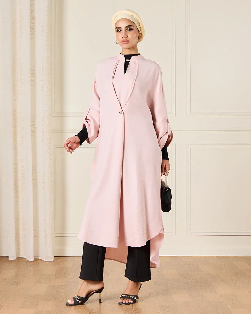 Women Pink Button Kaftan Dress sold by Redtag