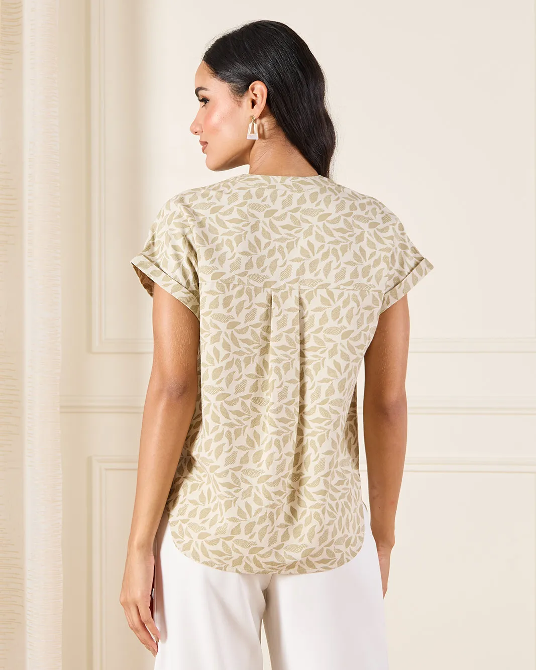 Women Beige Printed Linen Blend Top sold by Redtag product image thumbnail 3