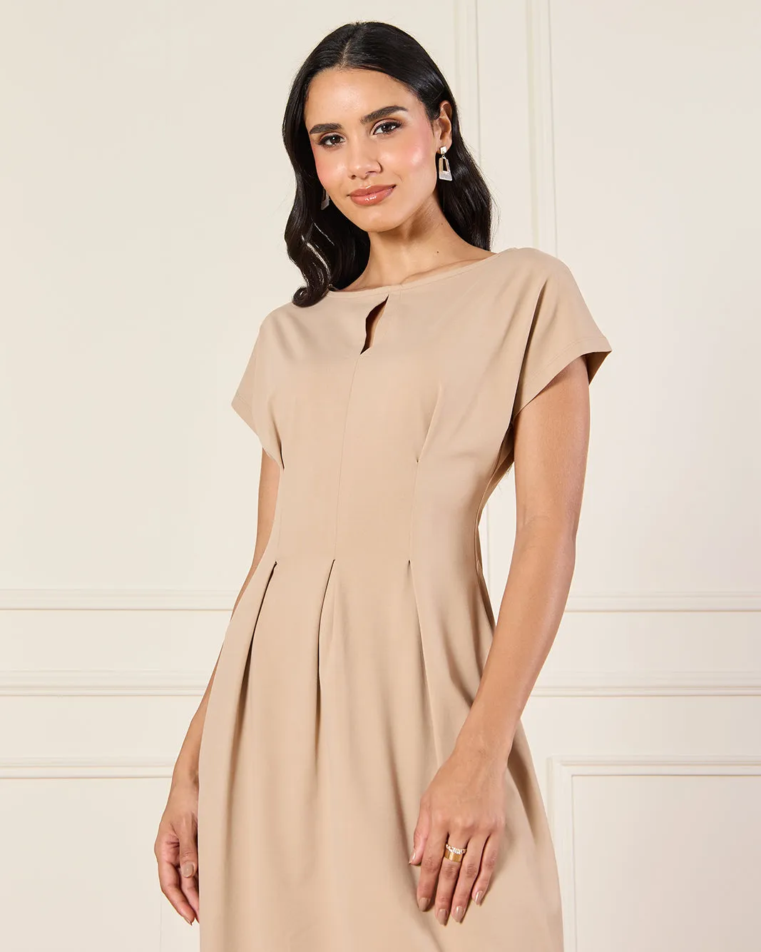 Women Beige Pleated Detailed Dress sold by Redtag product image thumbnail 2